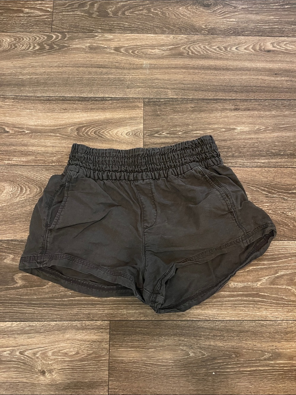 Aerie Black Elastic Waist Canvas Short